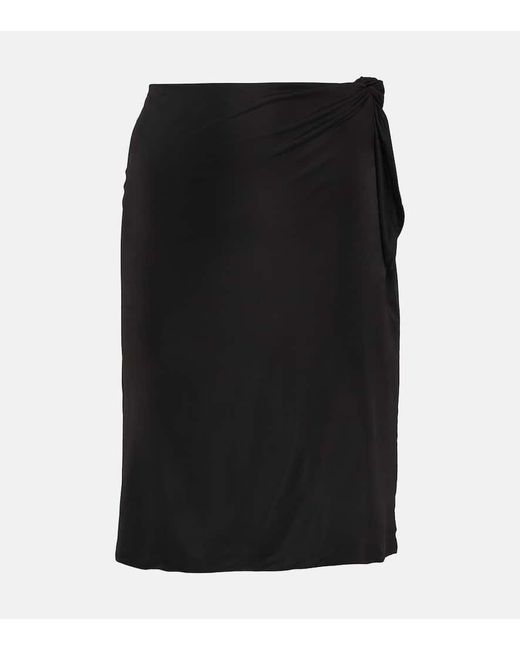 Saint Laurent Black Tie-detail Jersey Pencil Skirt