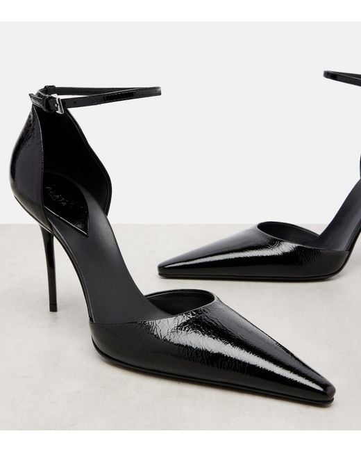 Alaïa Black D'Orsay 90 Patent Leather Pumps