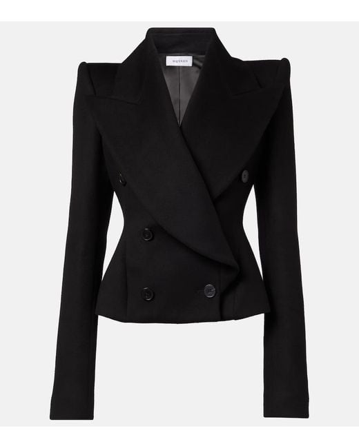 Alexander McQueen Black Double-Breasted Wool And Cashmere Blazer