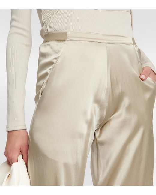 Christopher Esber Natural Silk Satin Straight Pants