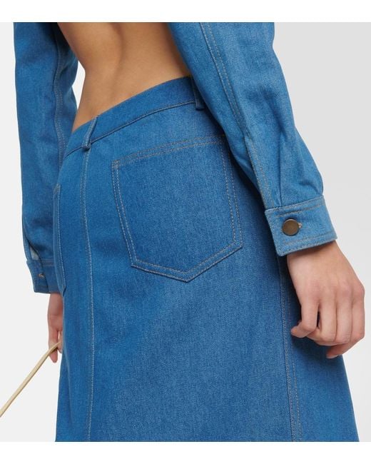 AYA MUSE Blue Pilla Low-Rise Denim Maxi Skirt