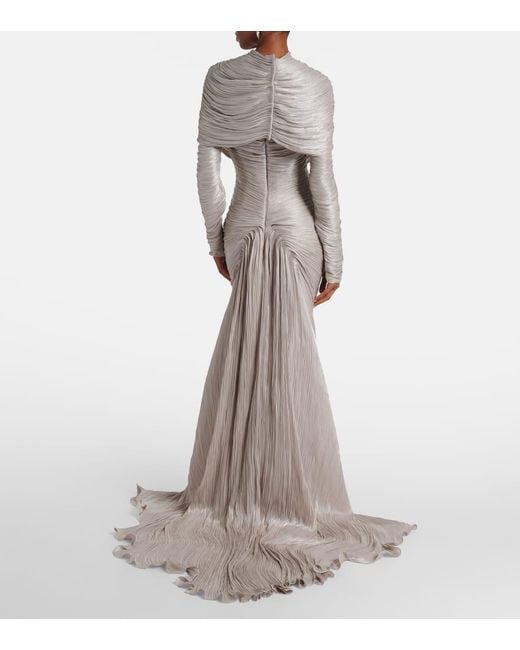 Marmar Halim Gray Ruched Gown