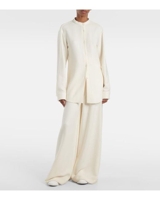 Gabriela Hearst White Gelos Wool And Silk Jacquard Palazzo Pants