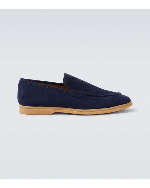 Eleventy Blue Suede Loafers for men