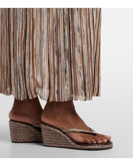 Ancient Greek Sandals Brown Etheria Raffia Wedge Thong Sandals