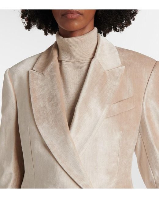 Brunello Cucinelli Natural Cotton-Blend Velvet Blazer