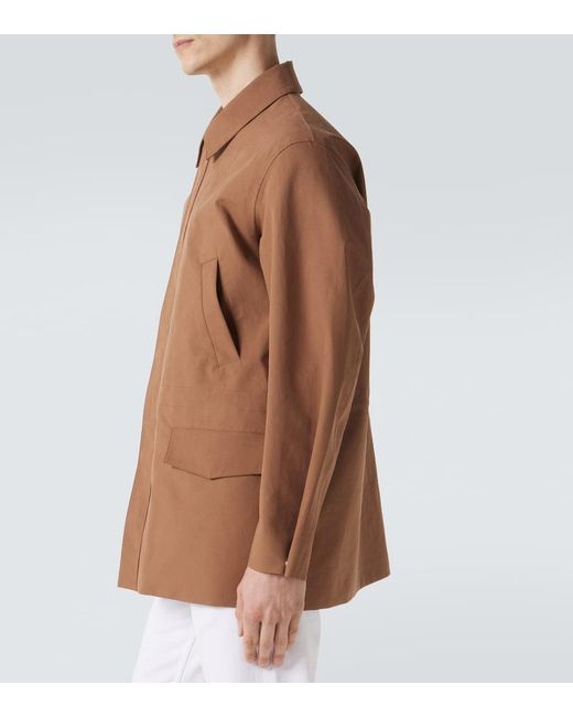 Umit Benan Brown Country Cotton And Linen Jacket for men