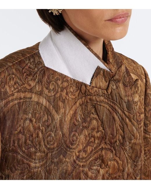 Dries Van Noten Brown Jacquard Double-Breasted Jacket
