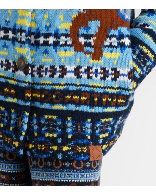 Stella McCartney Blue Fair Isle Virgin Wool Cardigan