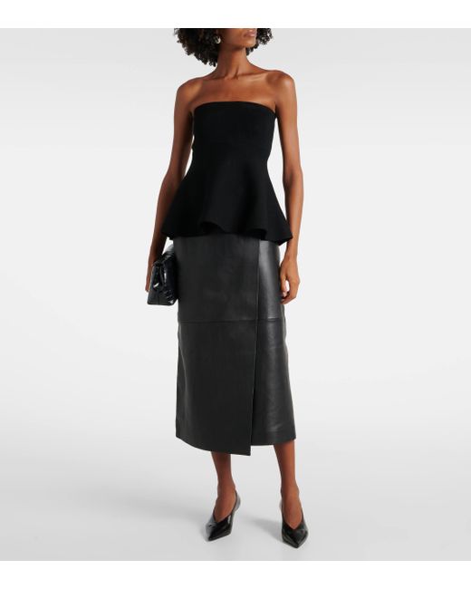 Frankie Shop Black Hedi Leather Wrap Skirt