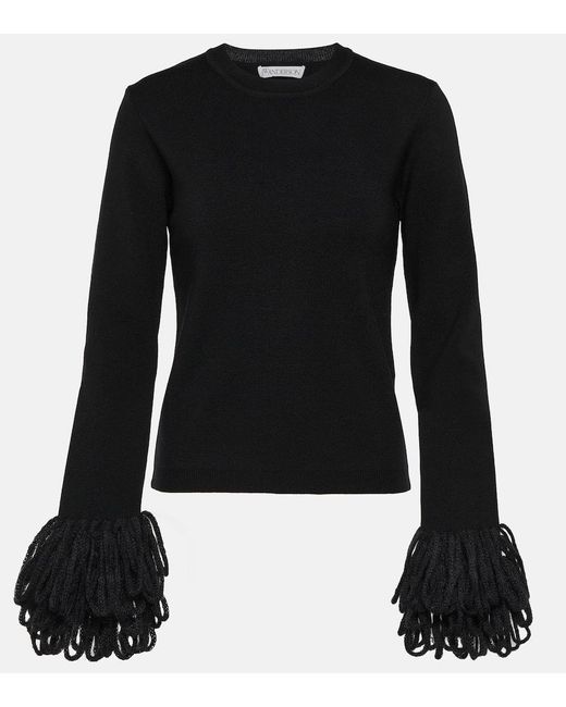 Pullover in misto lana con frange di J.W. Anderson in Black