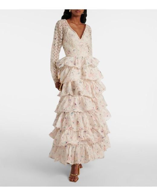 Zimmermann Natural Halliday Floral-Print Gown
