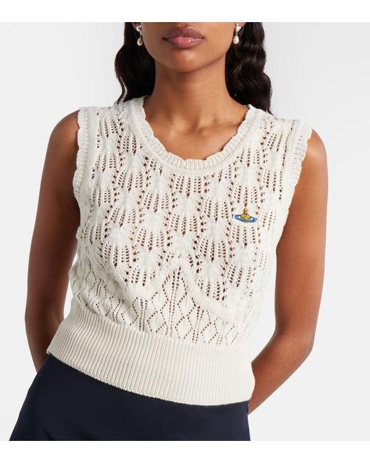 Vivienne Westwood Natural Ella Cropped Cotton Sweater Vest