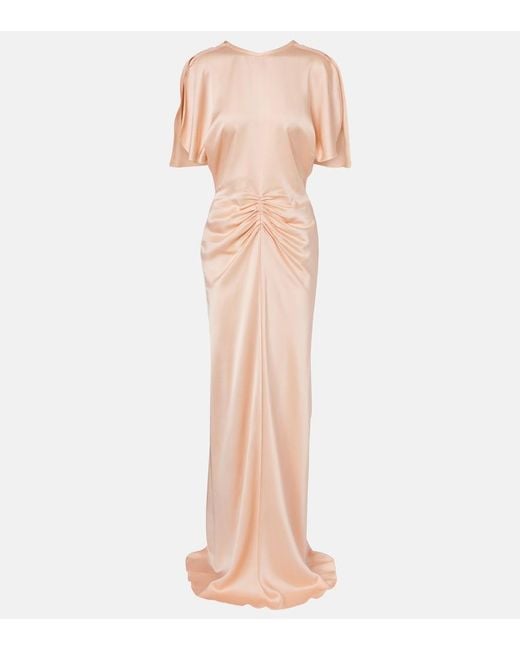 Victoria Beckham Pink Isabella Gathered Satin Gown
