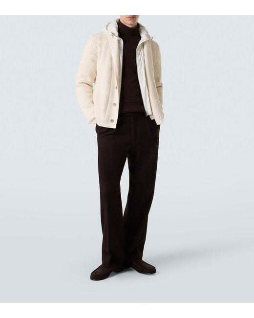 Herno Natural Ribbed-Knit Wool Cardigan for men