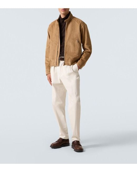 Loro Piana Brown Novak Suede Bomber Jacket for men