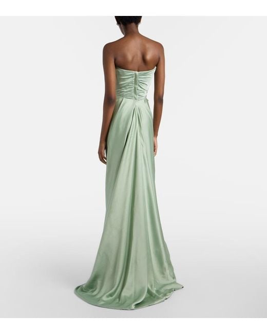 Vivienne Westwood Green Nova Vixen Scarf-Detail Satin Gown