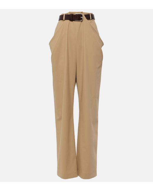 LOEWE High-rise cotton twill wide-leg pants ワイド パンツ High-rise cotton twill wide-leg pants in white - Loewe