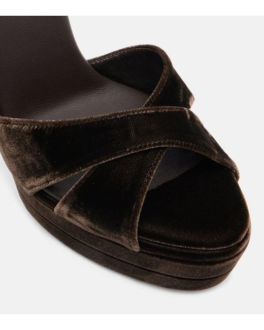 Aquazzura Black Plateausandalen Divine 130 Aus Samt