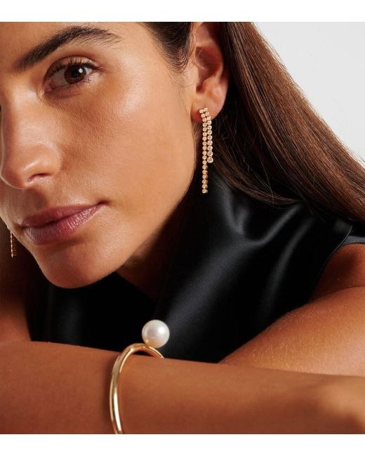 Sophie Bille Brahe White La Danse 18Kt Drop Earrings With Diamonds