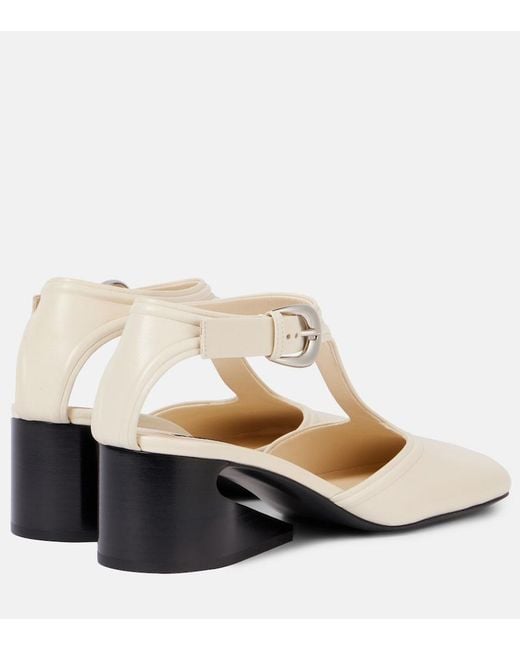 Jil Sander White Leather Mary Jane Pumps