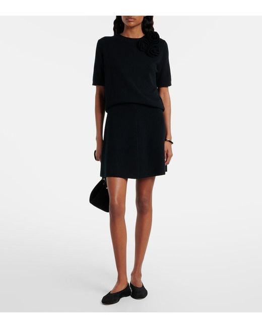 Jardin Des Orangers Black Floral-Applique Wool And Cashmere Sweater