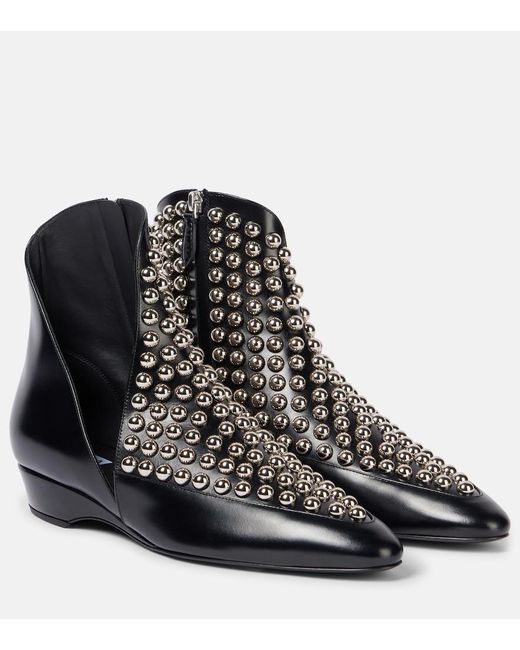 Alaïa Black Studded Leather Ankle Boots
