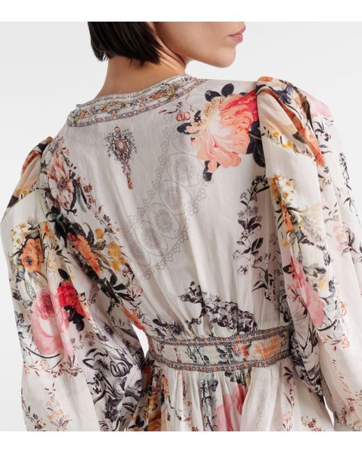 Camilla White Floral Linen And Silk Minidress