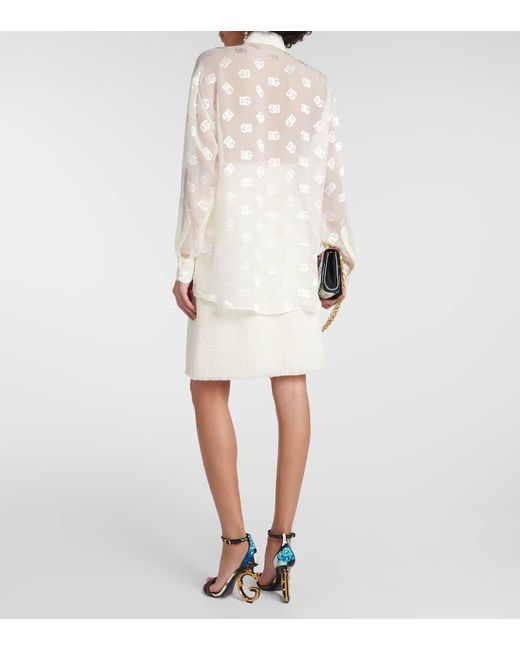 Dolce & Gabbana White Hemd Burnout aus Seide