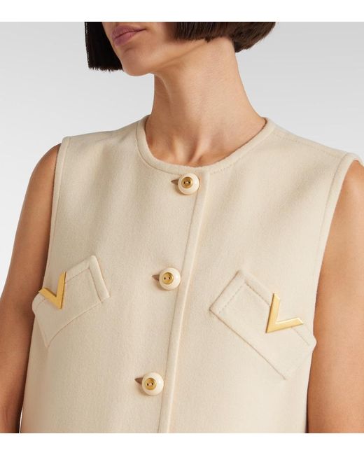 Valentino Natural Vgold Wool And Cashmere Minidress