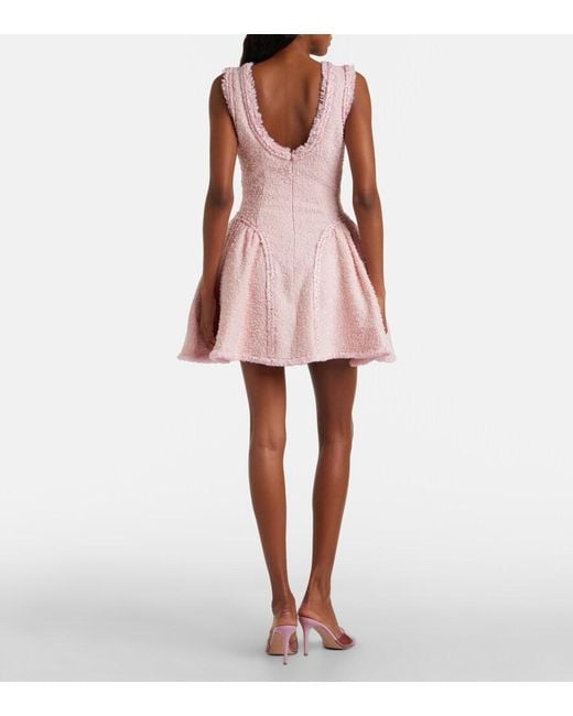Self-Portrait Pink Sequined Boucle Tweed Minidress