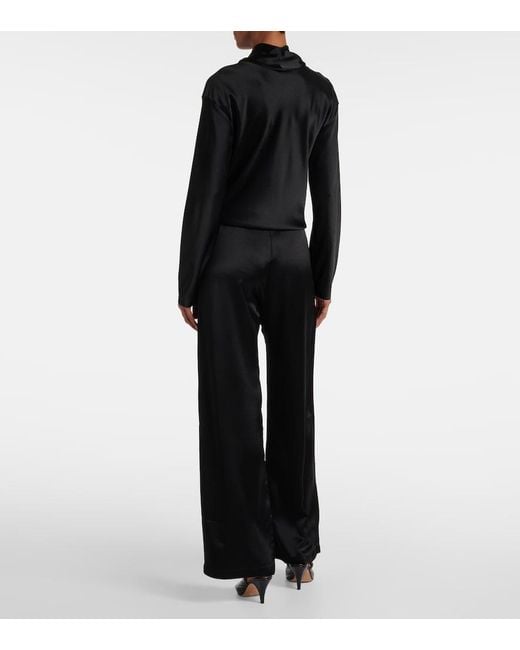 Leset Black Barb High-Rise Wide-Leg Pants