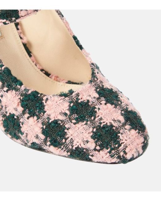 Emilia Wickstead Metallic Orelia Checked Tweed Mary Jane Pumps