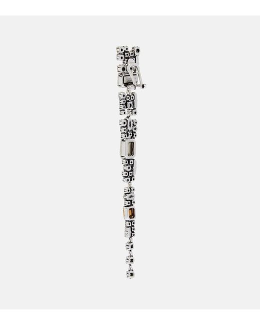 Saint Laurent White Crystal-Embellished Clip-On Earrings