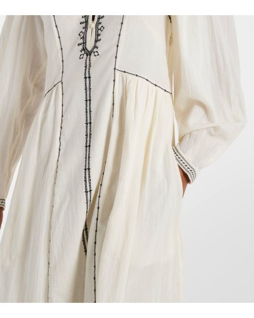 Isabel Marant White Pippa Embroidered Cotton Midi Dress