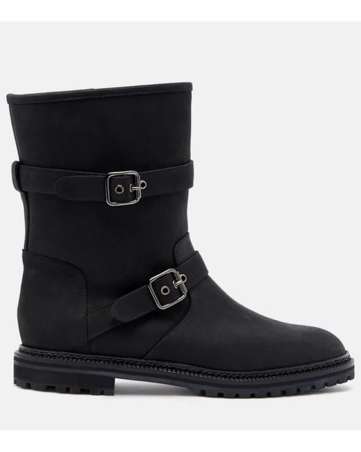 Manolo Blahnik Black Sulaltrosa Leather Biker Boots