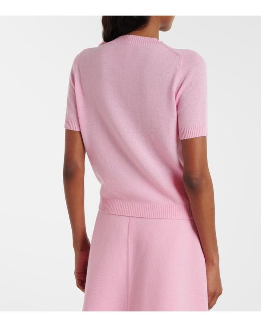 Jardin Des Orangers Pink Floral-Applique Wool And Cashmere Sweater
