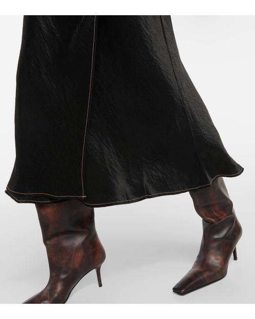 Acne Black Satin Wrap Skirt