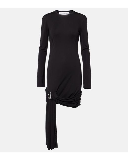 J.W. Anderson Black Draped Jersey Midi Dress