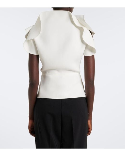 Maticevski White Whirl Draped Top