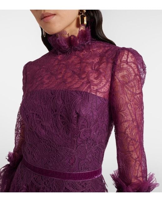 Costarellos Purple Lace Gown