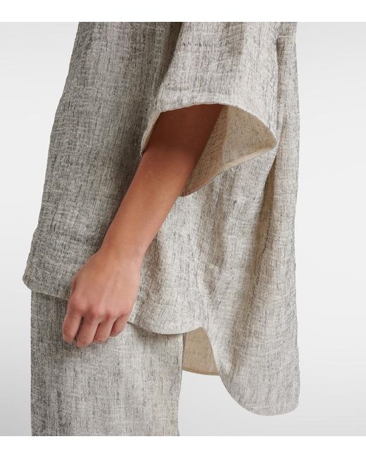 The Row Gray Hamza Linen And Silk Top