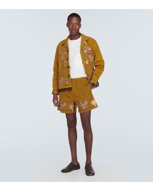 Shorts de algodon bordados Bode de hombre de color Natural