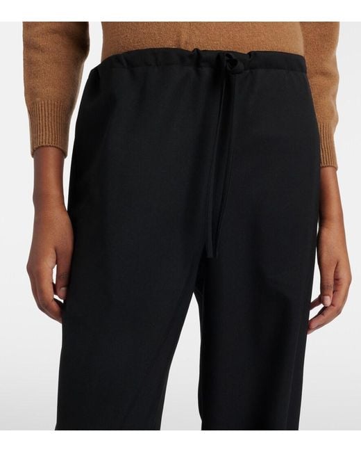 The Row Black Delano Wool Straight Pants