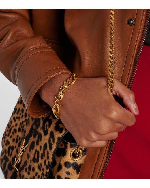 Saint Laurent Metallic Cassandre Chain Bracelet