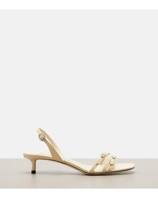 Jimmy Choo Natural Kaira Patent Leather Slingback Sandals