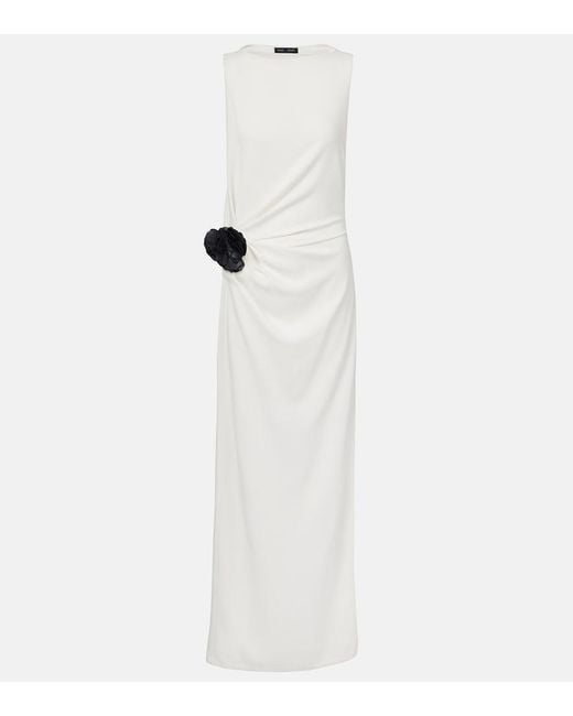 Proenza Schouler White Indria Floral-Applique Crepe Cocktail Dress