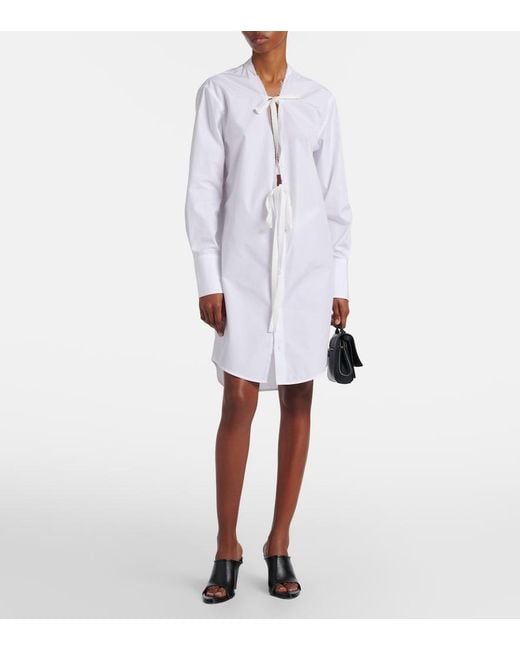 Maison Margiela White Cotton Poplin Shirt Dress