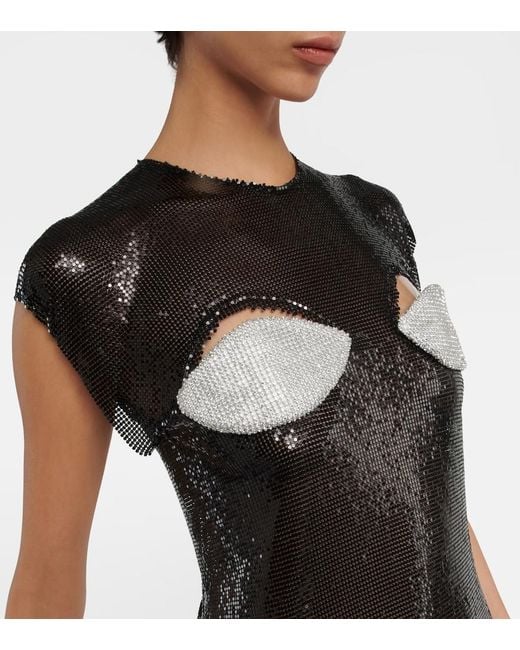 Christopher Kane Black Crystal-Embellished Cutout Midi Dress