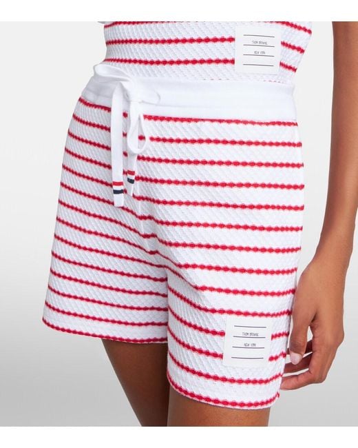 Thom Browne Red Striped Cotton Shorts